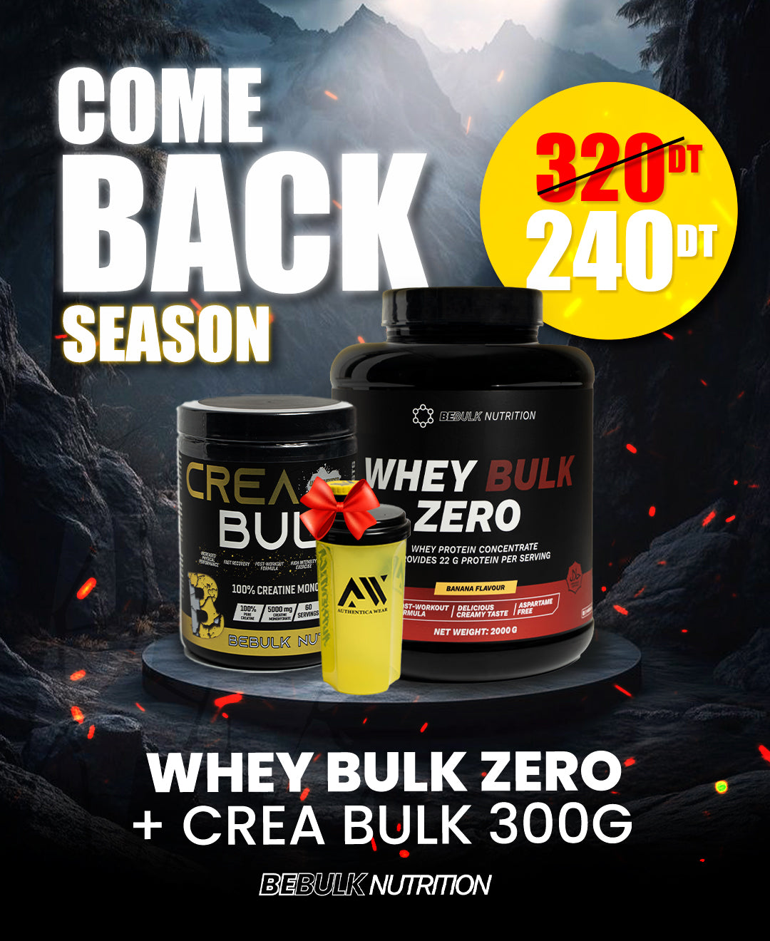 Whey Bulk Zero + Crea Bulk 300G + Shaker gratuite