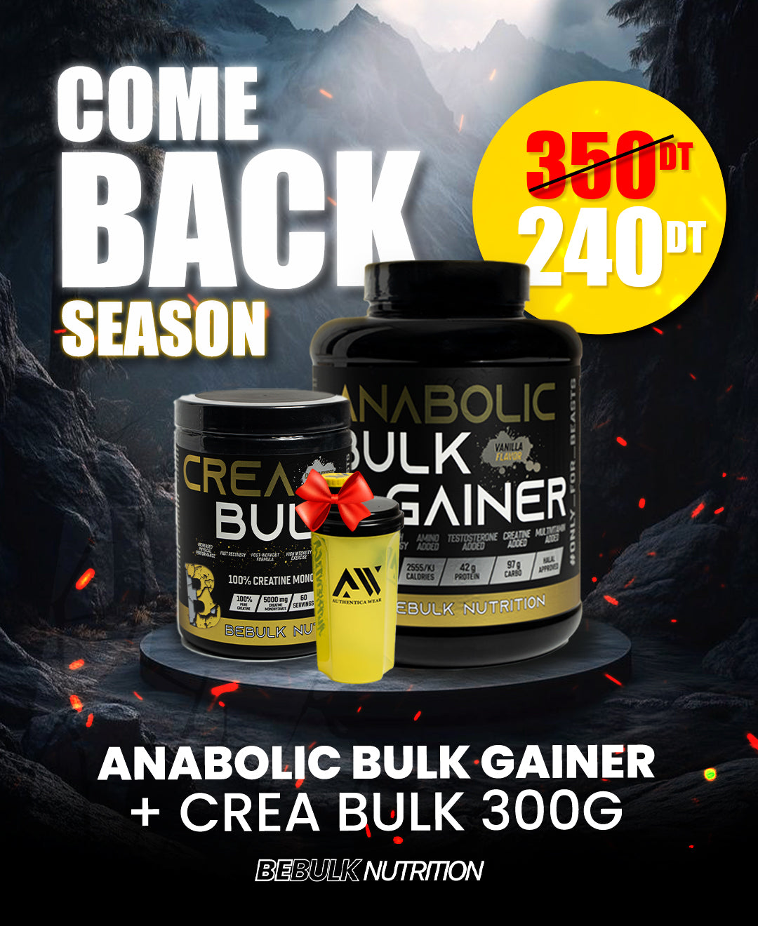 Anabolic Bulk Gainer + Crea Bulk 300G + Shaker gratuite