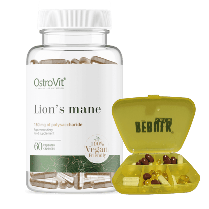 Lion's Mane 60 capsules + BeBulk Nutrition Pillendoos